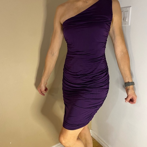 H&M slinky purple dress. One shoulder. - Picture 1 of 4
